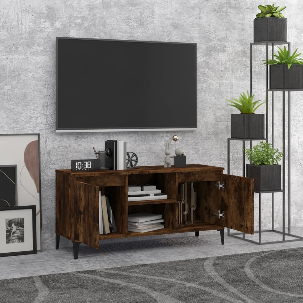 TV spintelė su metalinėmis kojelėmis, ąžuolo, 103,5x35x50cm