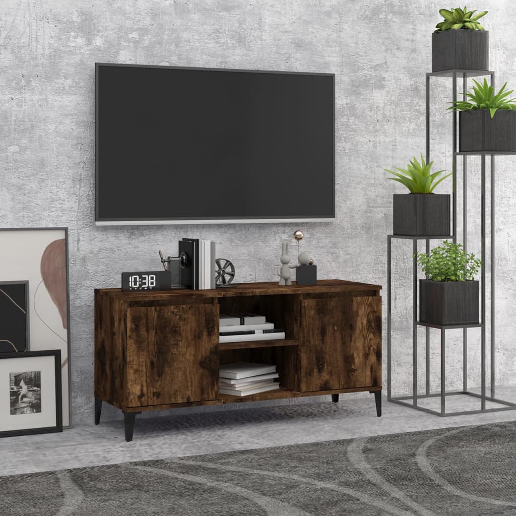 TV spintelė su metalinėmis kojelėmis, ąžuolo, 103,5x35x50cm