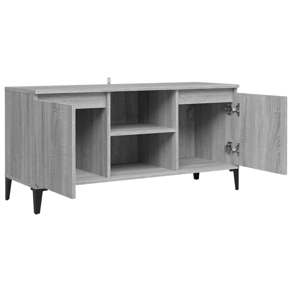 TV spintelė su metalinėmis kojomis, pilka ąžuolo, 103,5x35x50cm