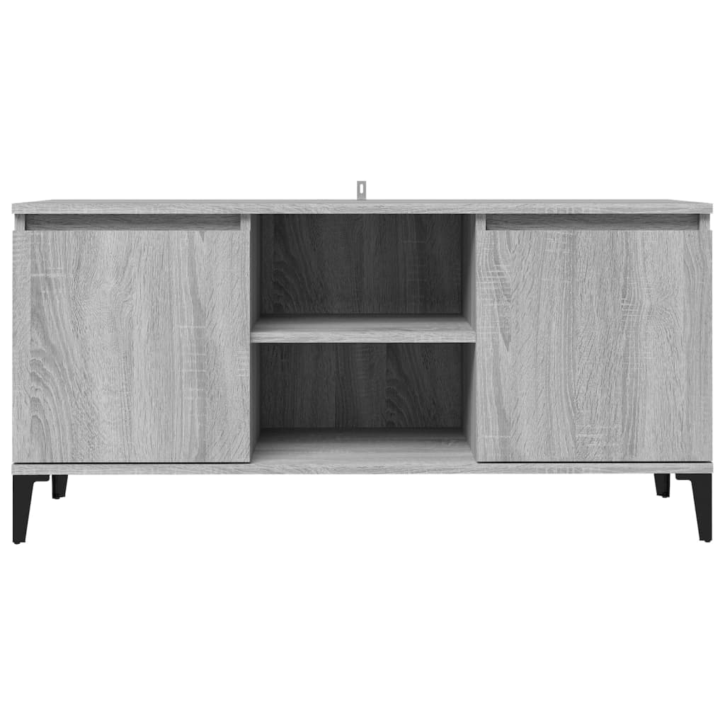 TV spintelė su metalinėmis kojomis, pilka ąžuolo, 103,5x35x50cm