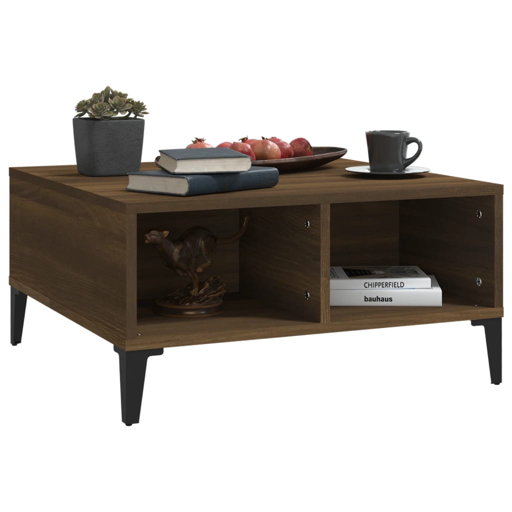 Coffee table, brown oak color, 60x60x30cm, chipboard