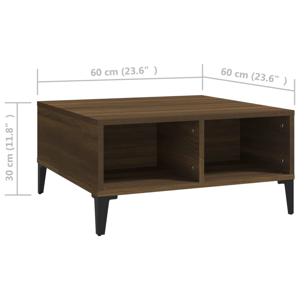 Coffee table, brown oak color, 60x60x30cm, chipboard