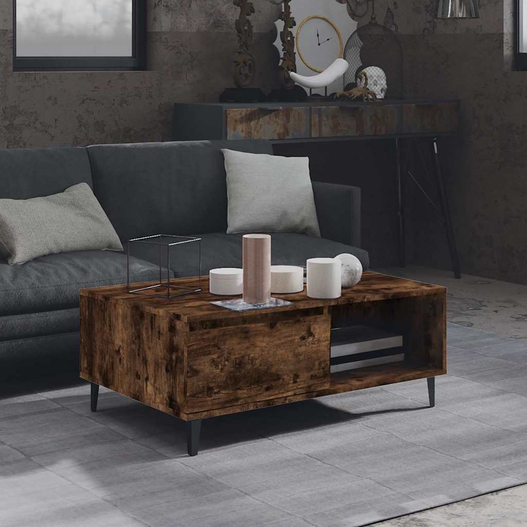 Coffee table, smoked oak, 90x60x35cm, engineered wood