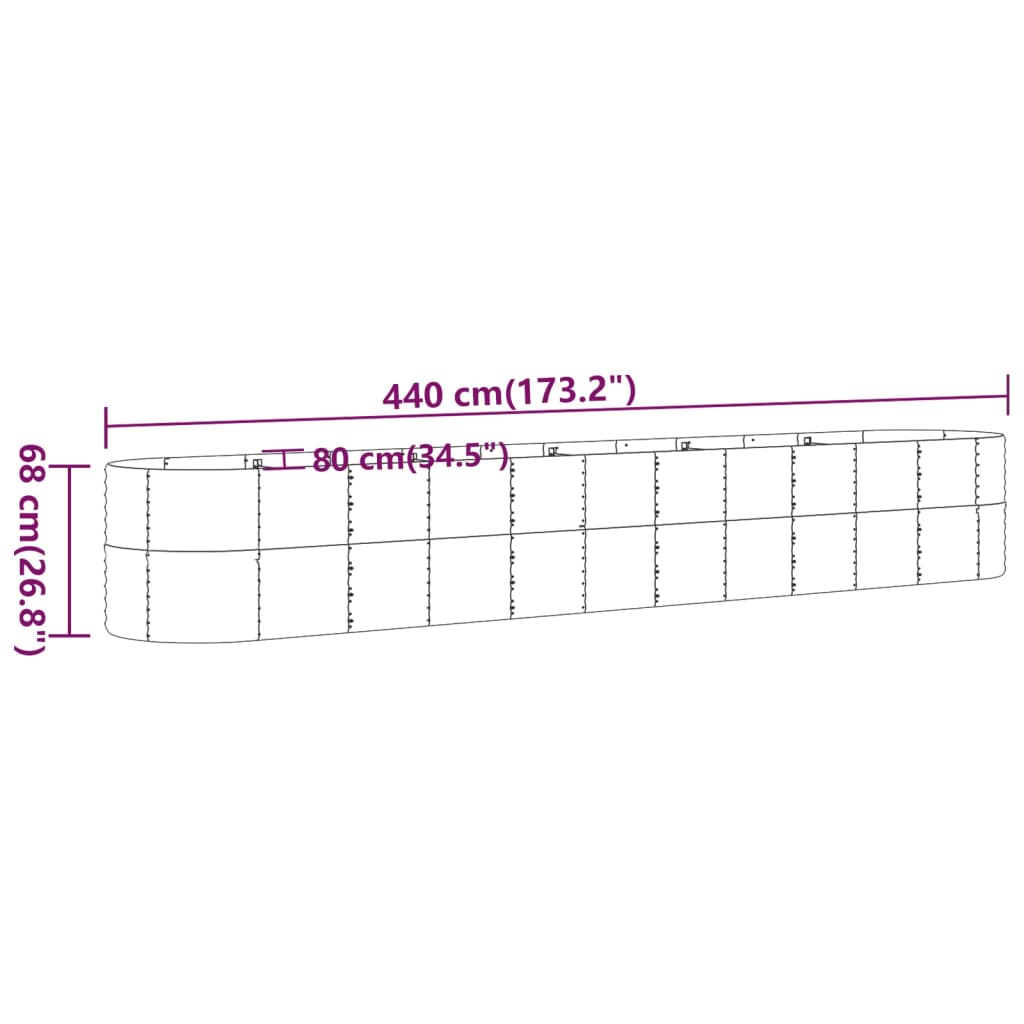 Aukštas sodo lovelis, rudas, 440x80x68cm, plienas