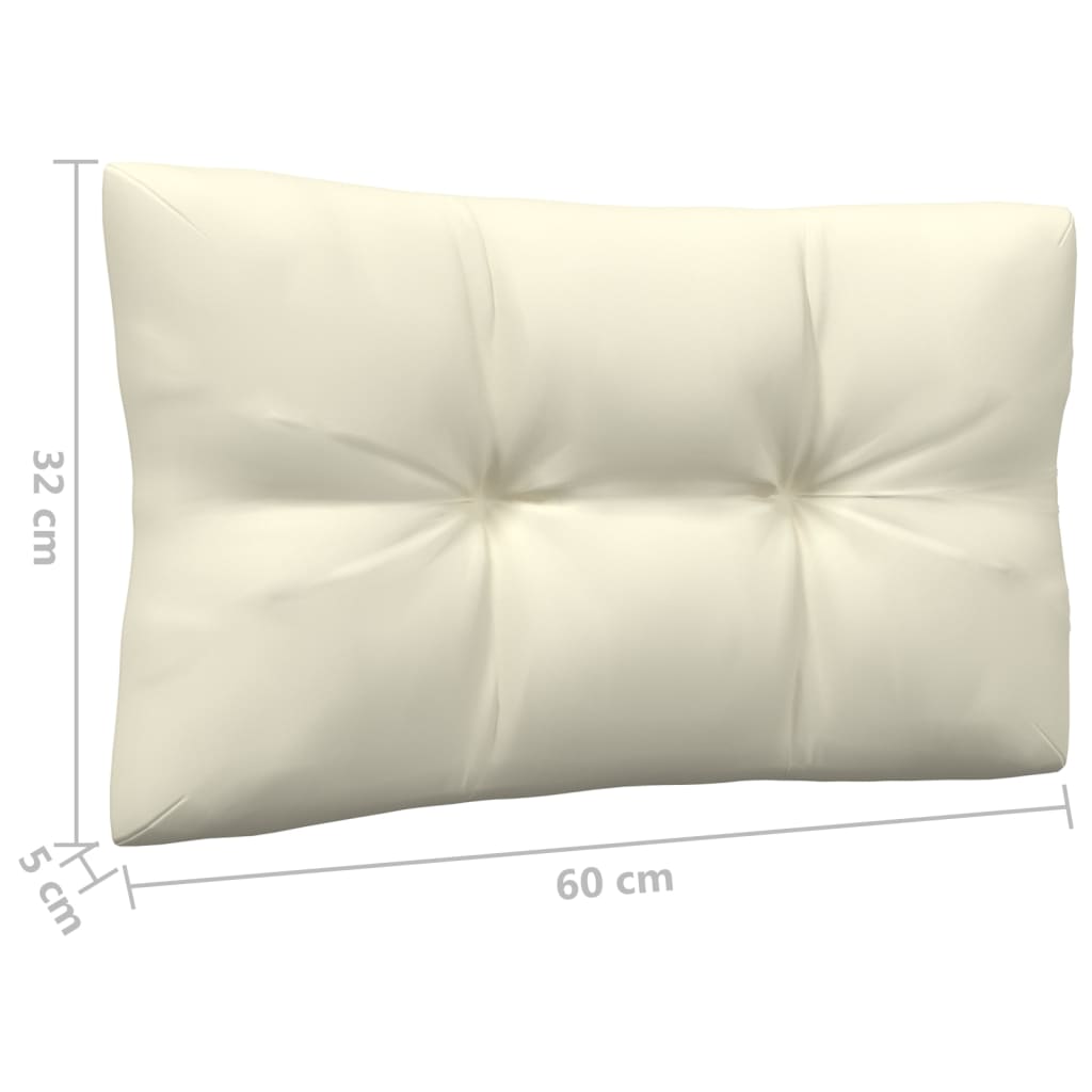 Two-seater garden sofa with cream cushions, solid pine