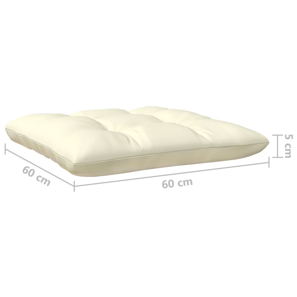 Two-seater garden sofa with cream cushions, solid pine