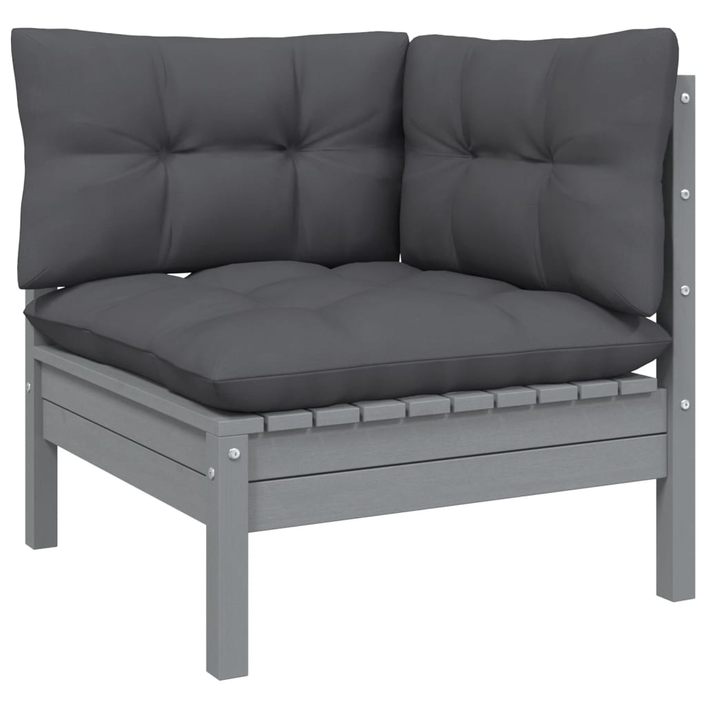 Dvivietė sodo sofa su antracito pagalvėlėmis, pušies masyvas