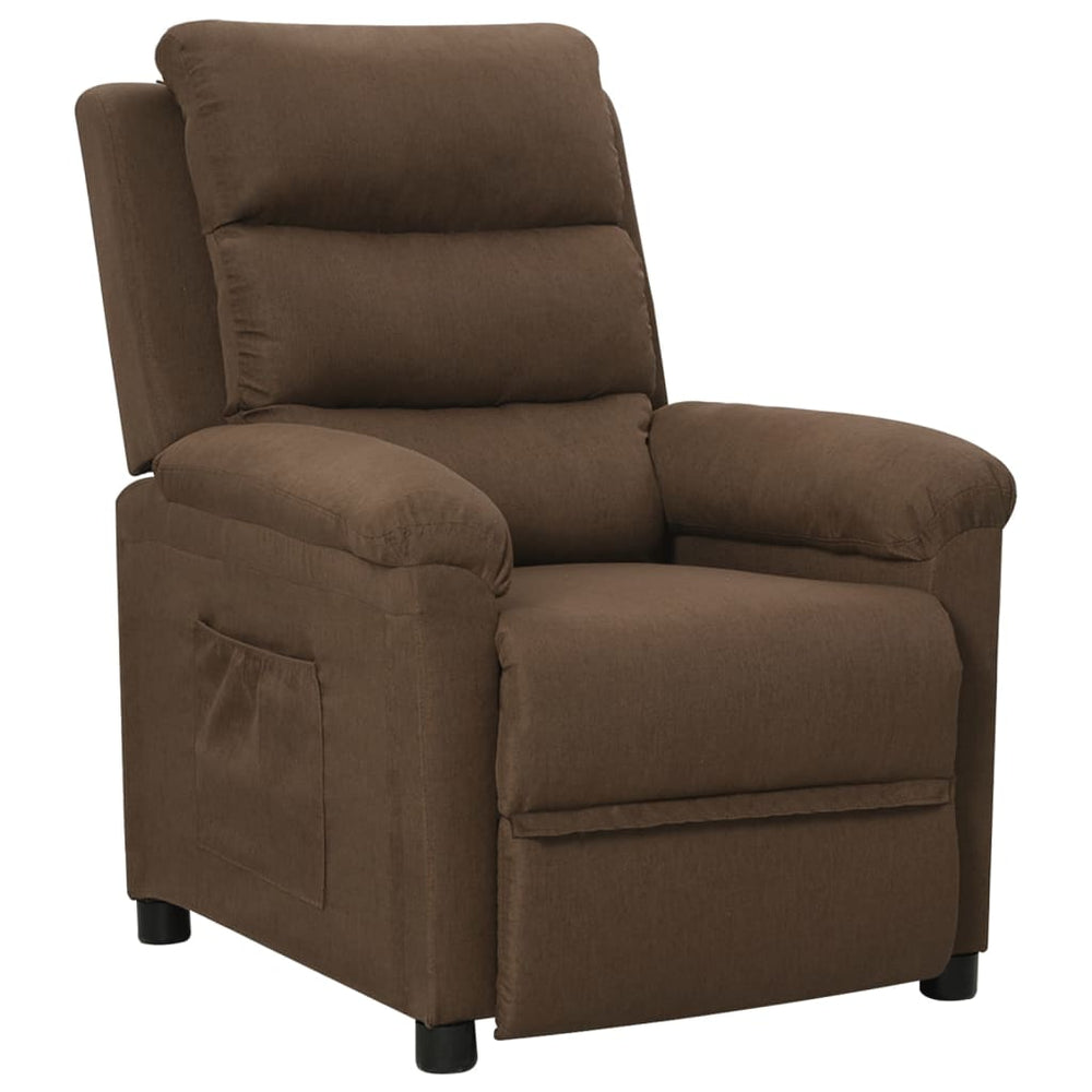 Reclining armchair, brown, fabric