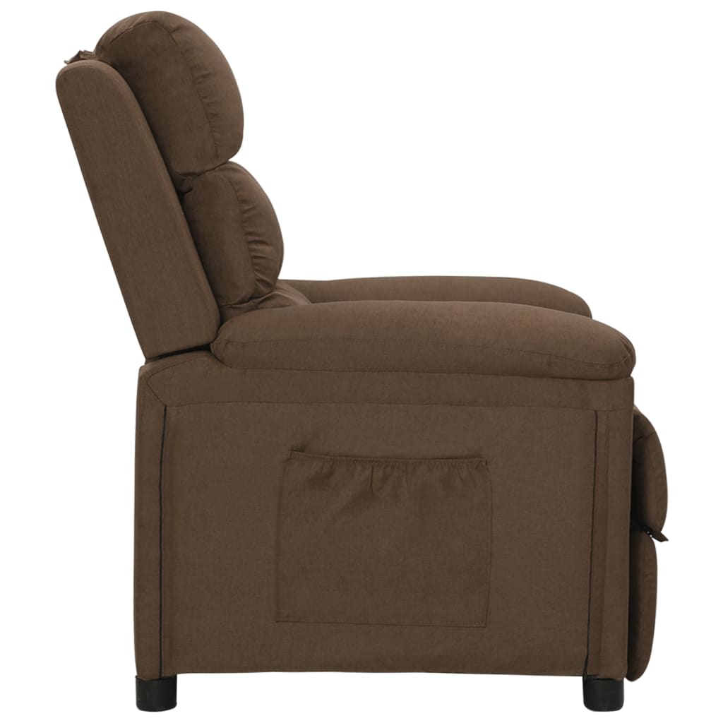Reclining armchair, brown, fabric