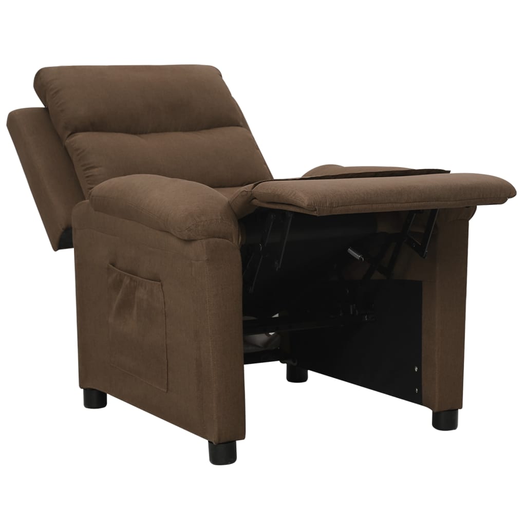 Reclining armchair, brown, fabric