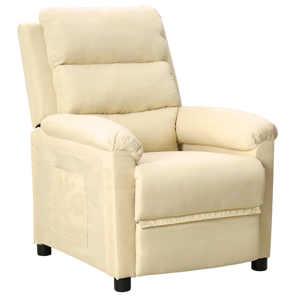 Recliner armchair, cream-colored, fabric