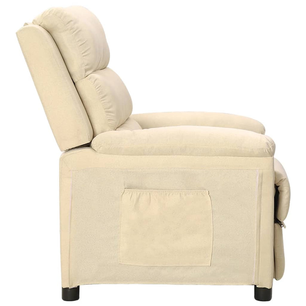 Recliner armchair, cream-colored, fabric