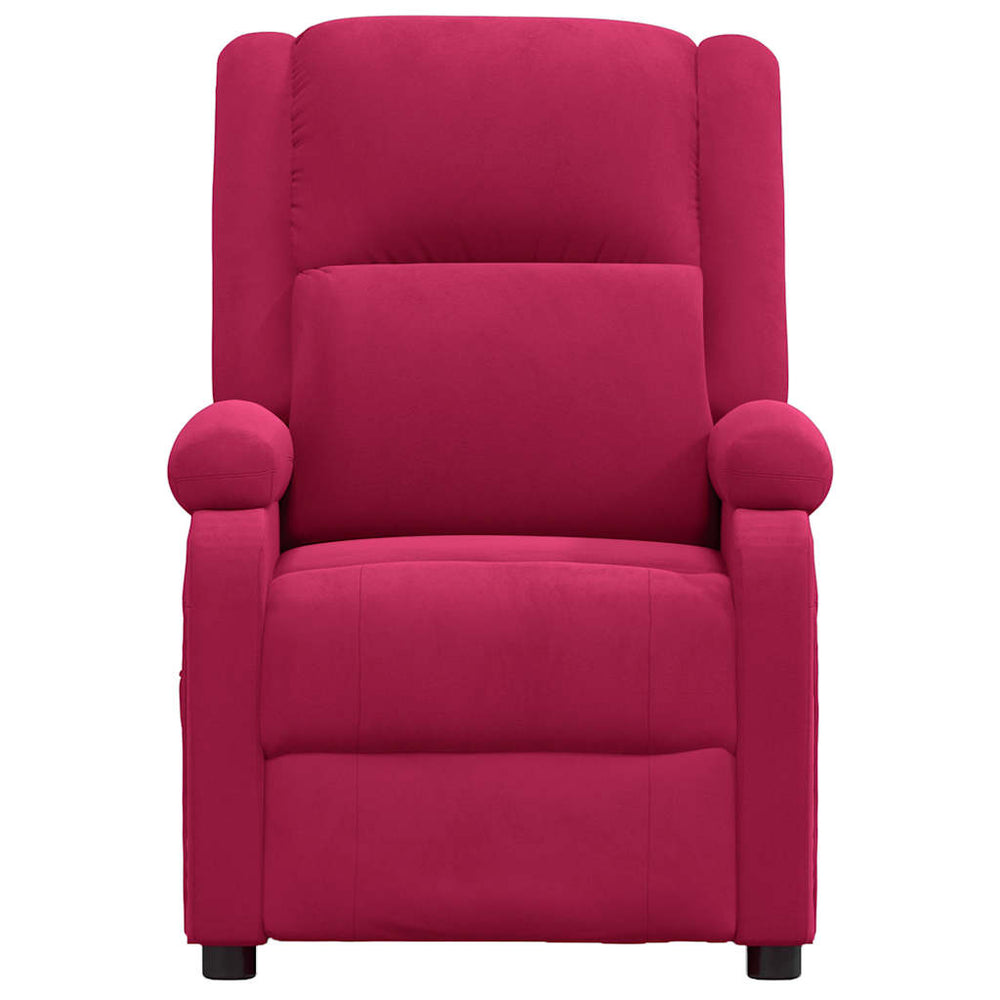 Recliner, burgundy, velvet