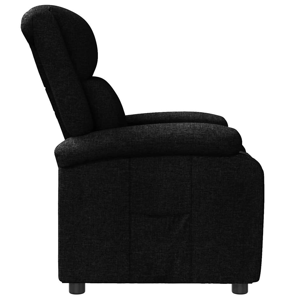 Reclining armchair, black, fabric