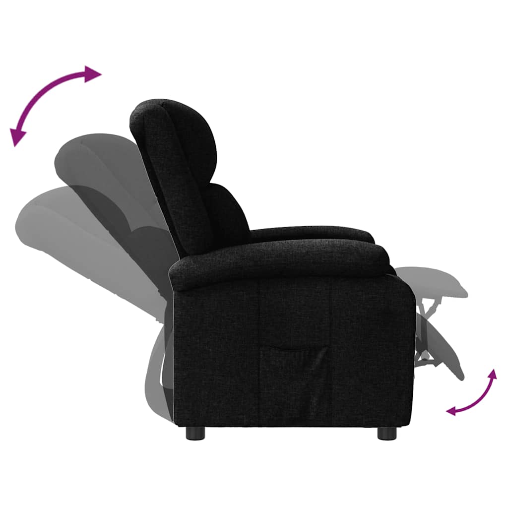 Reclining armchair, black, fabric