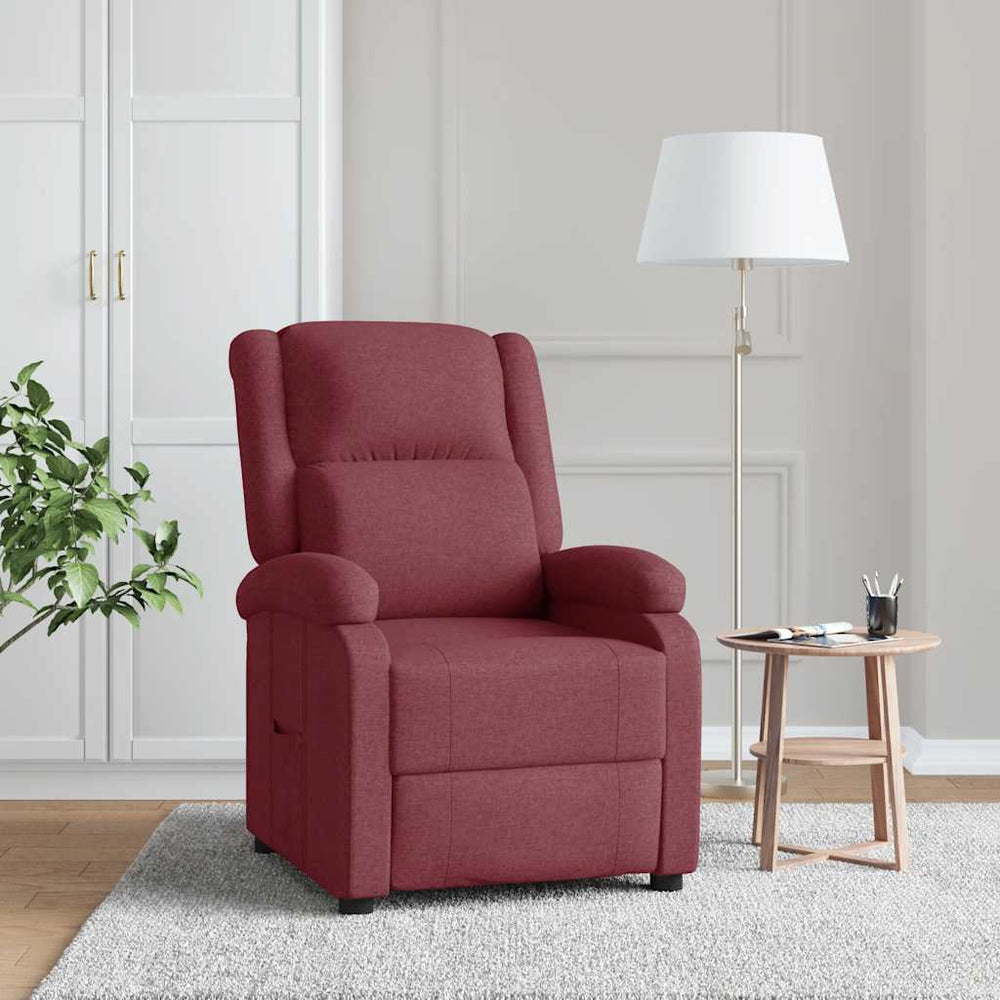 Recliner, burgundy, fabric