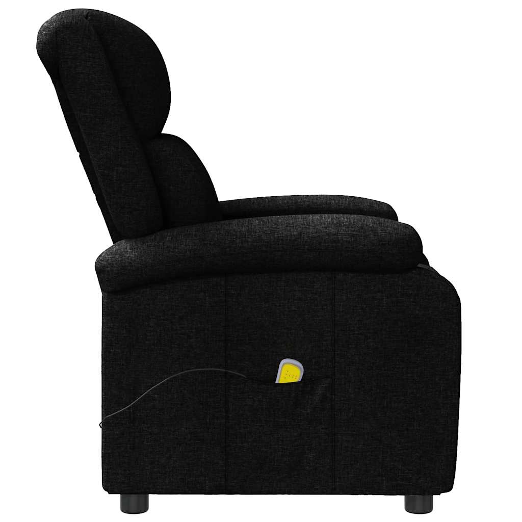 Reclining massage chair, black, fabric