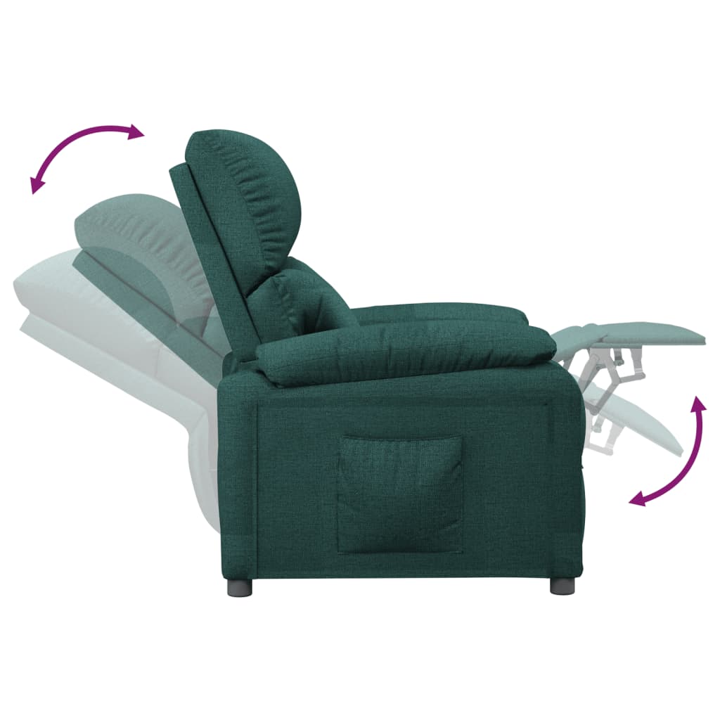 Recliner, dark green, fabric