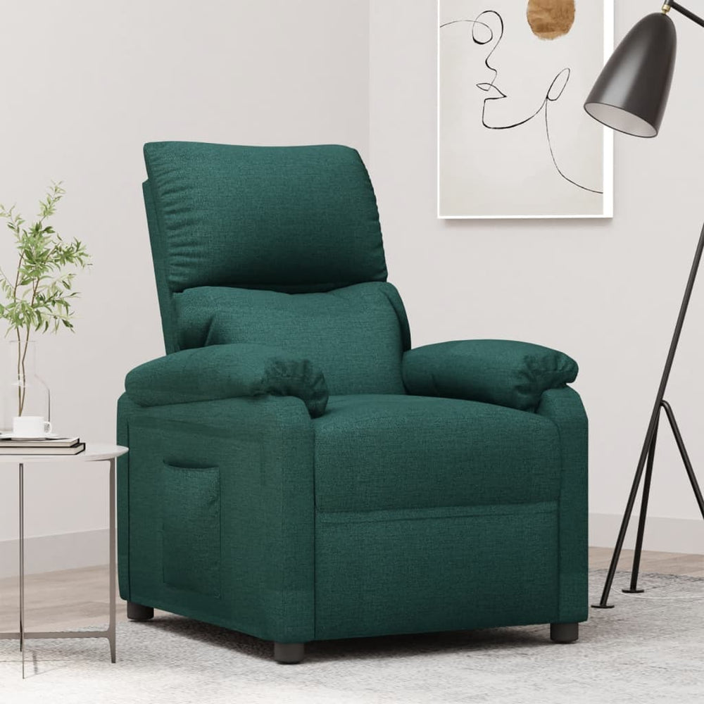 Recliner, dark green, fabric