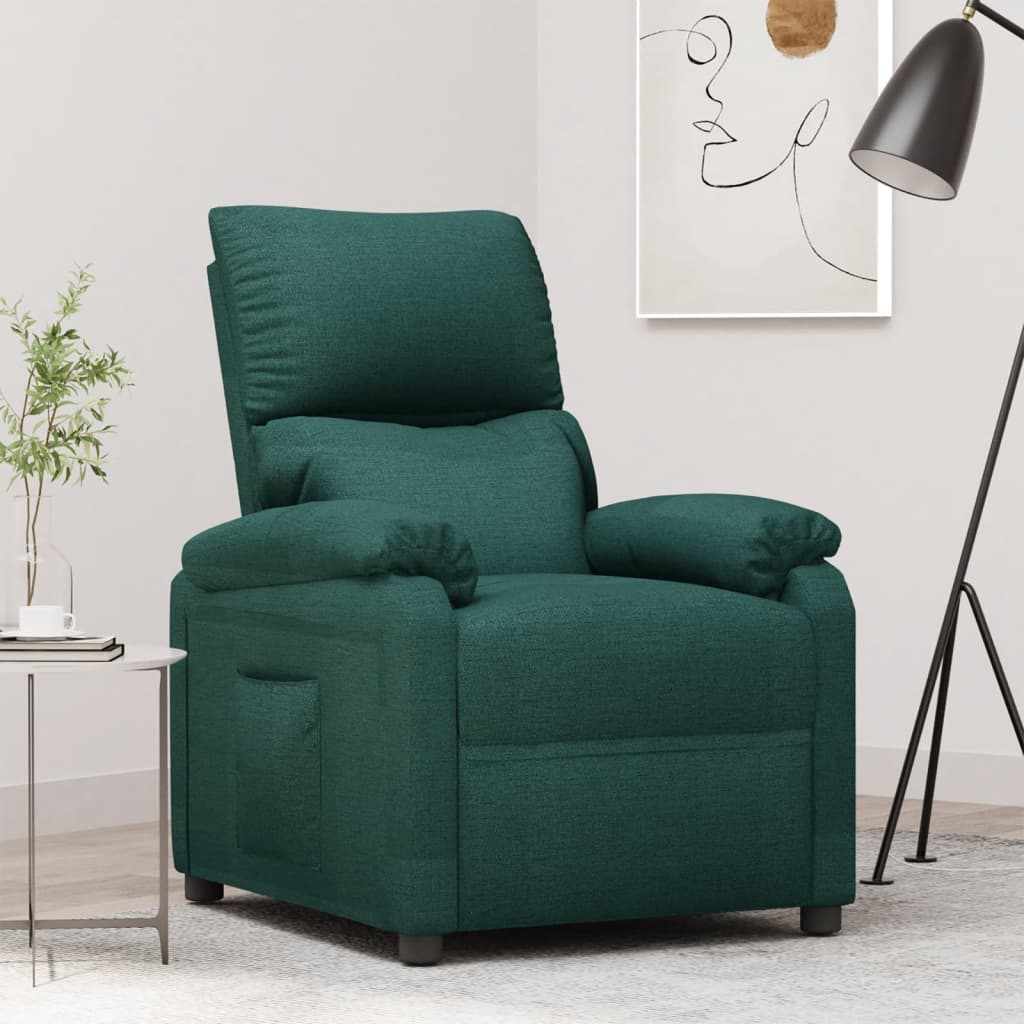 Recliner, dark green, fabric