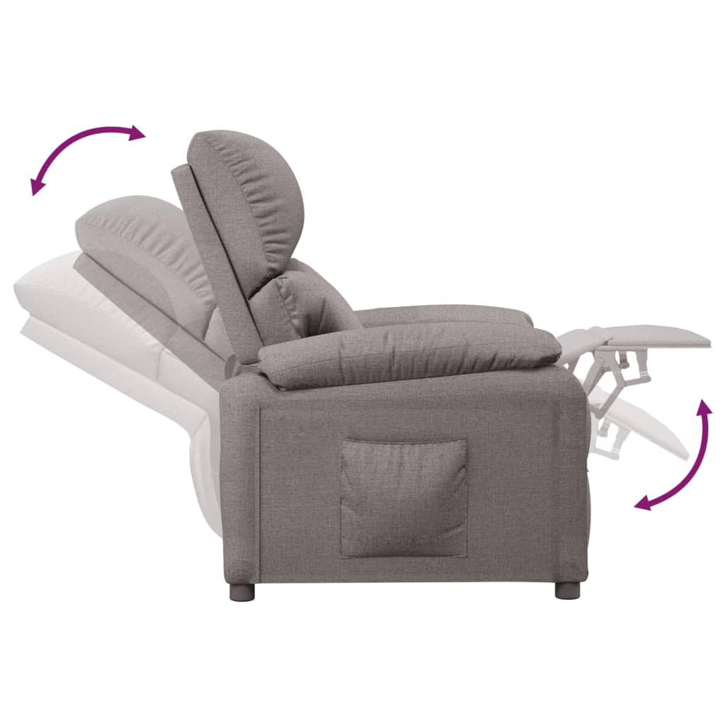 Recliner, taupe, fabric