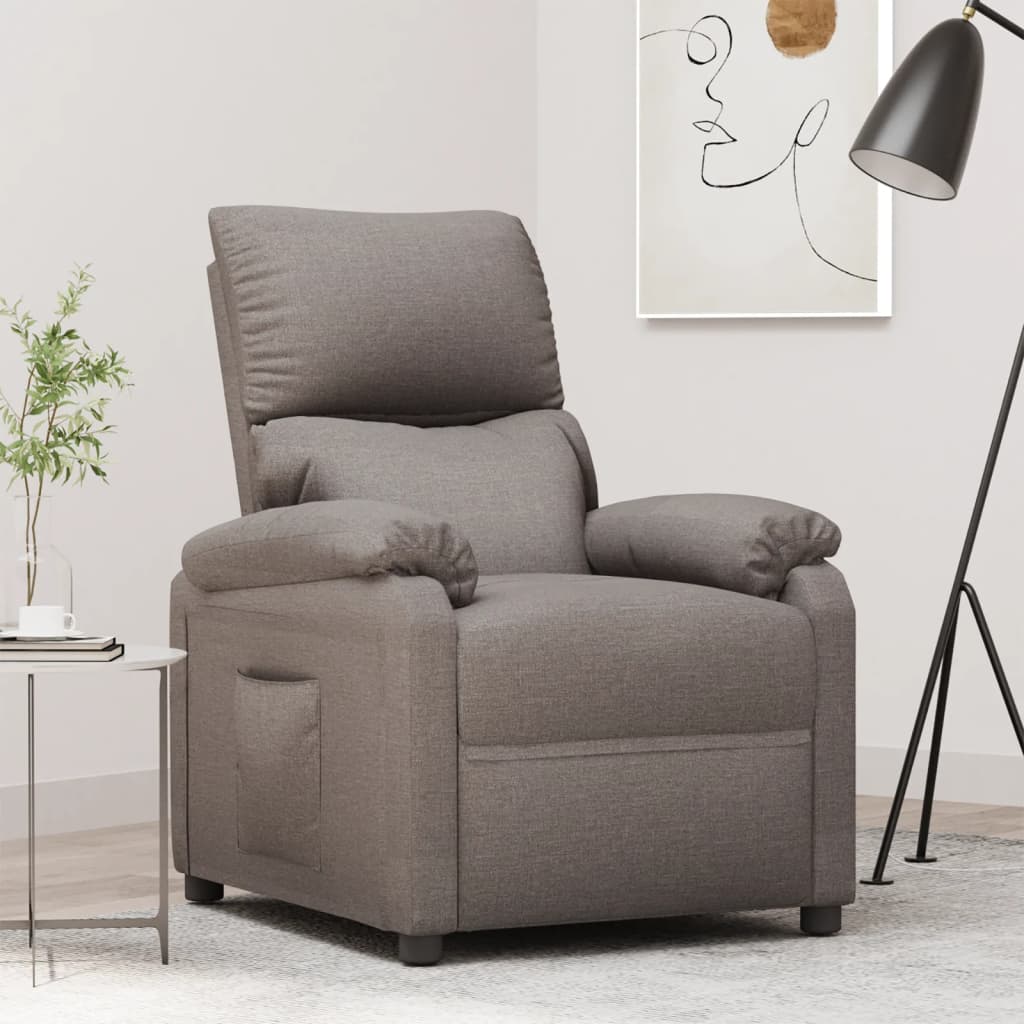 Recliner, taupe, fabric