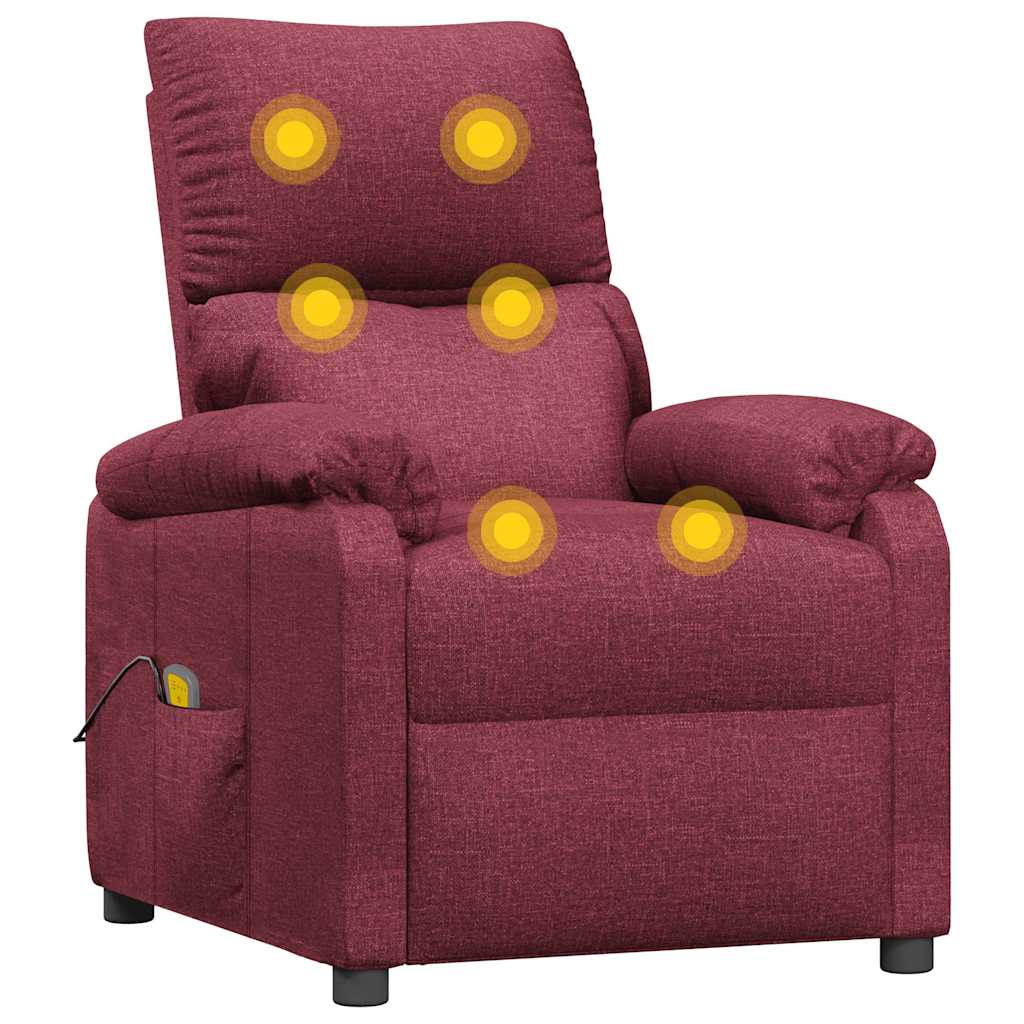 Massage chair, burgundy, fabric