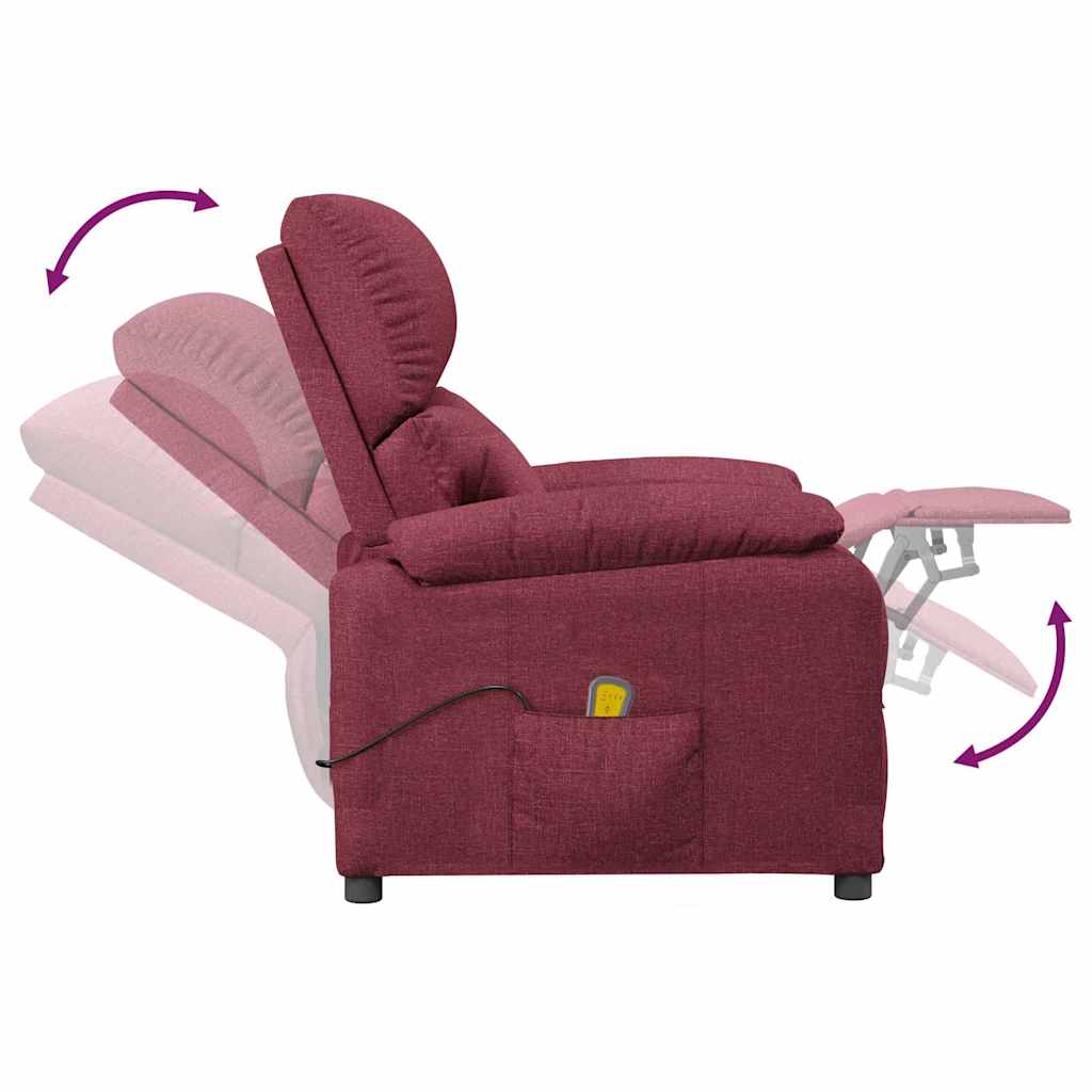 Massage chair, burgundy, fabric