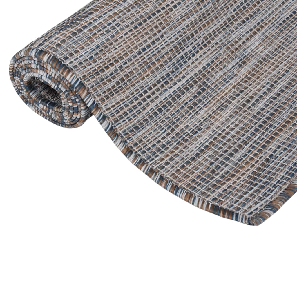 Lauko kilimėlis, rudas ir mėlyna, 100x200cm, plokščio pynimo