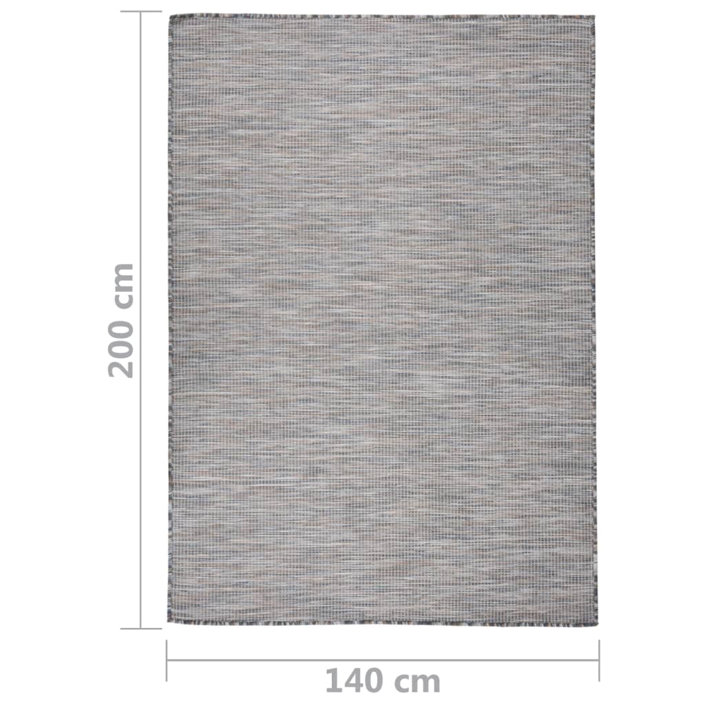 Lauko kilimėlis, rudas ir mėlyna, 140x200cm, plokščio pynimo