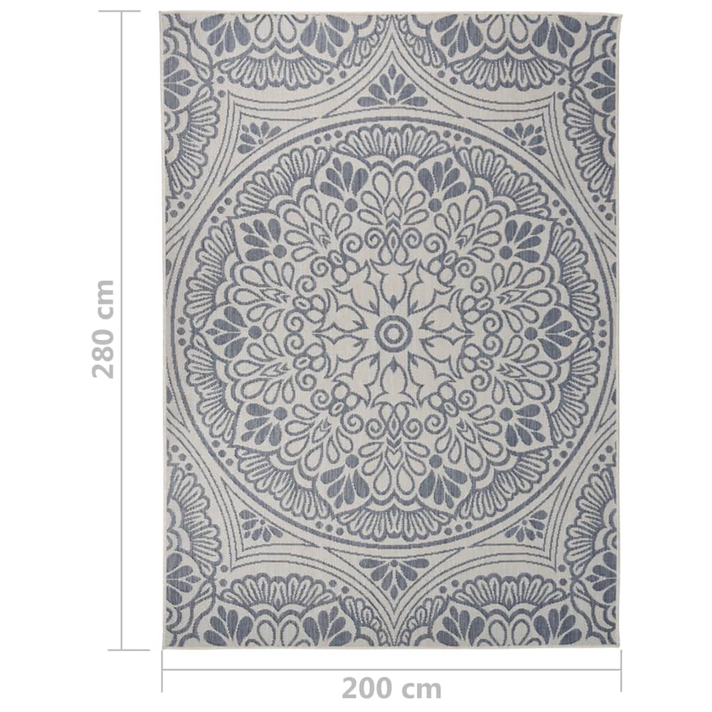 Outdoor rug, blue, 200x280cm, flat weave