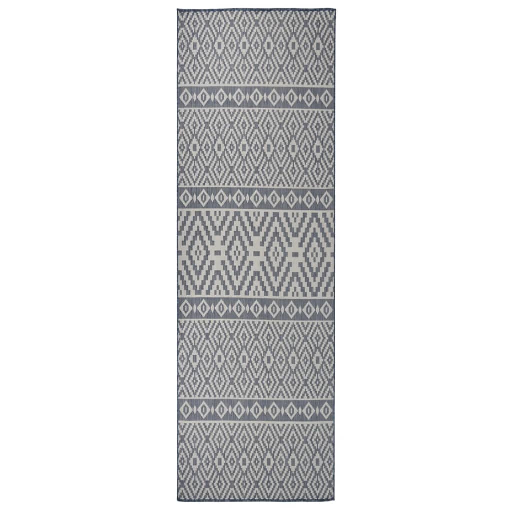 Outdoor mat, blue, 80x250cm, flat weave