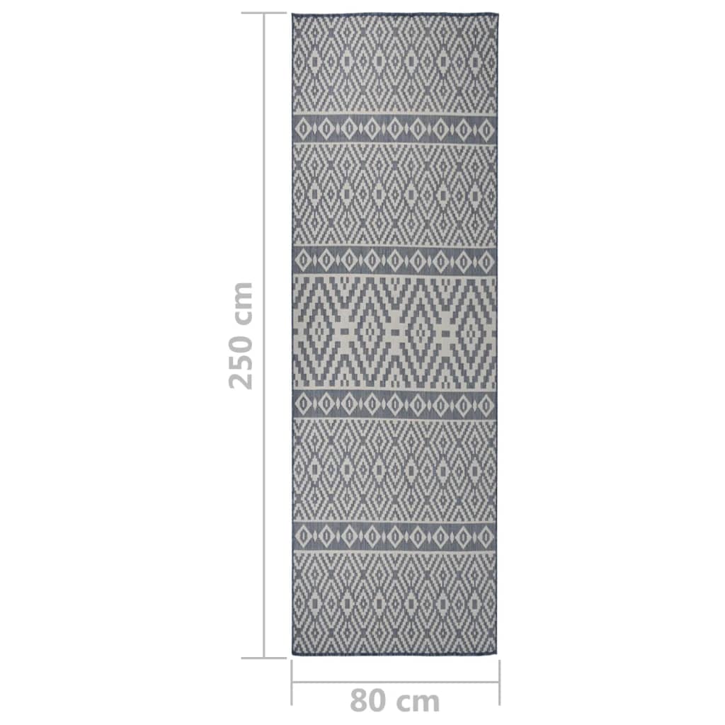 Outdoor mat, blue, 80x250cm, flat weave