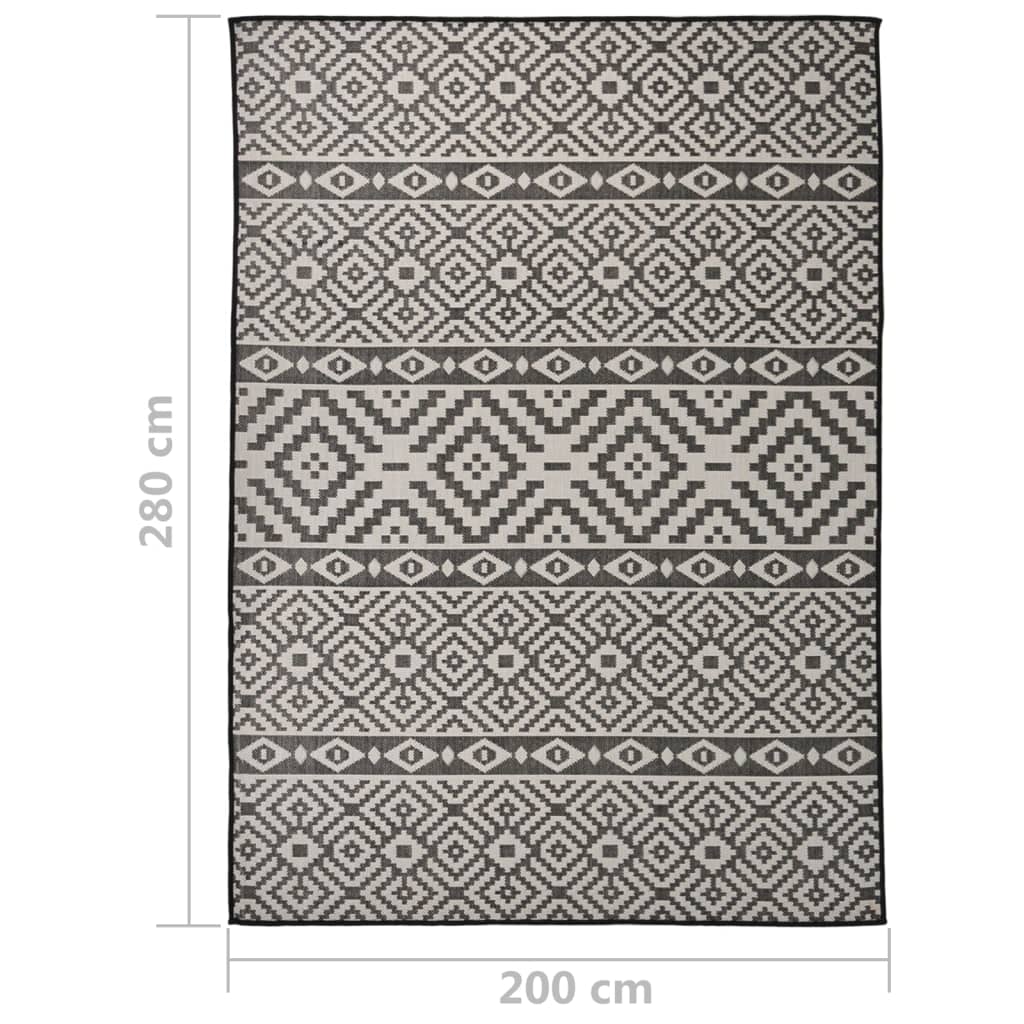 Outdoor rug, black, 200x280cm, flat weave