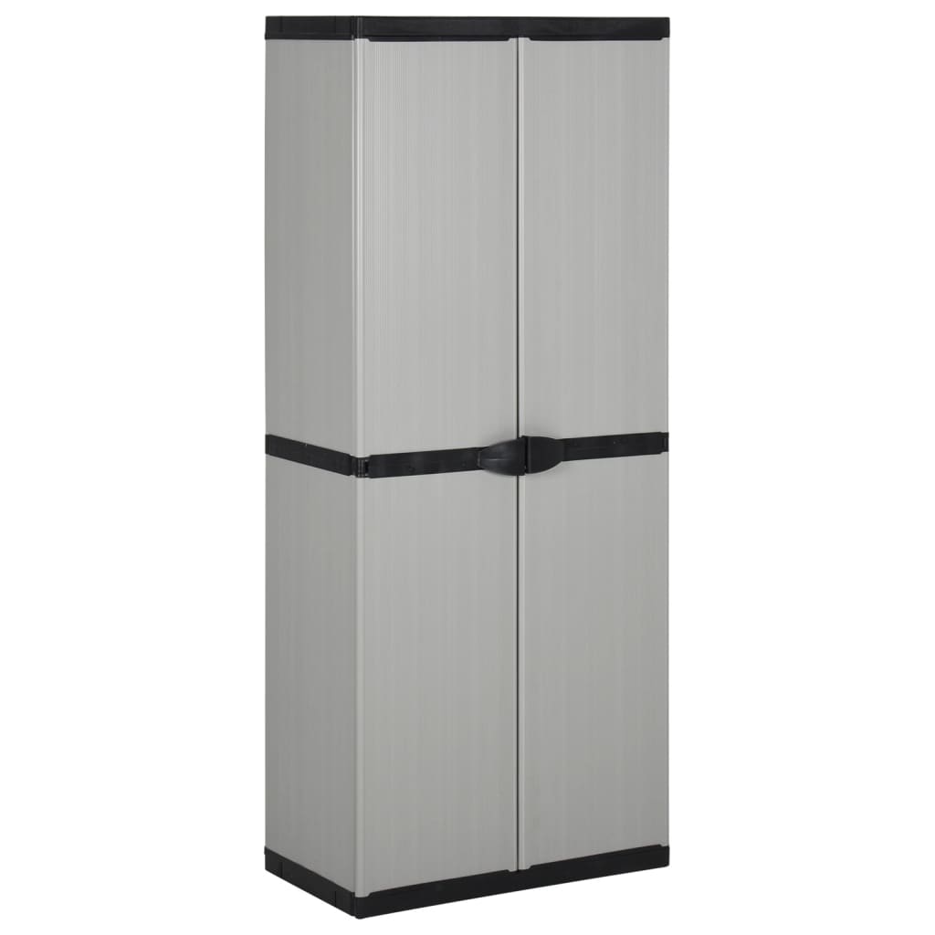 Garden Storage Cabinet with 3 Shelves, Grey and Black, 68x40x168cm