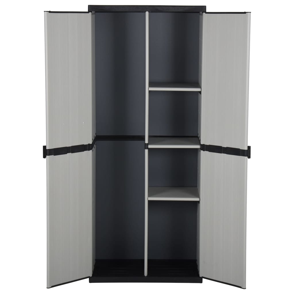 Garden Storage Cabinet with 3 Shelves, Grey and Black, 68x40x168cm