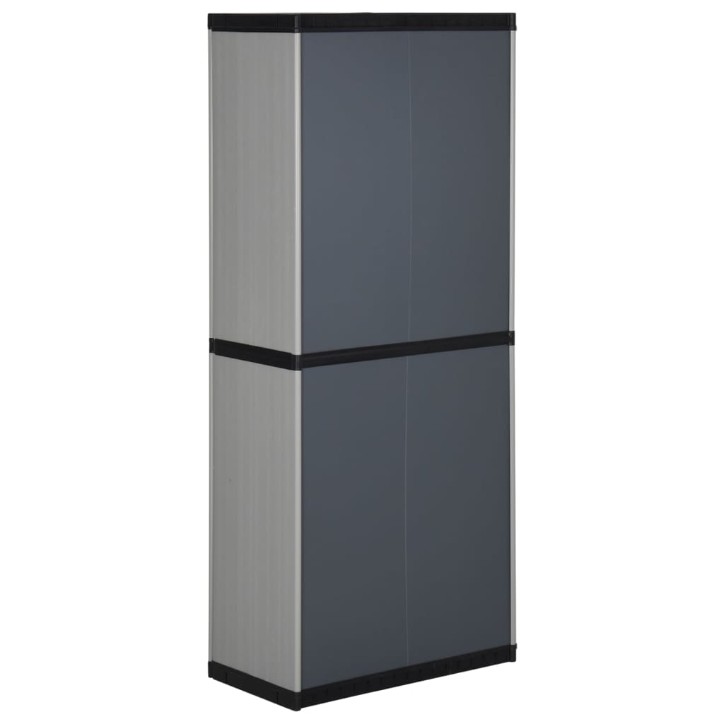 Garden Storage Cabinet with 3 Shelves, Grey and Black, 68x40x168cm
