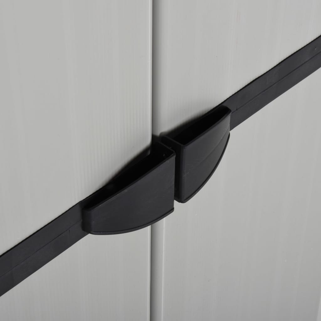 Garden Storage Cabinet with 3 Shelves, Grey and Black, 68x40x168cm