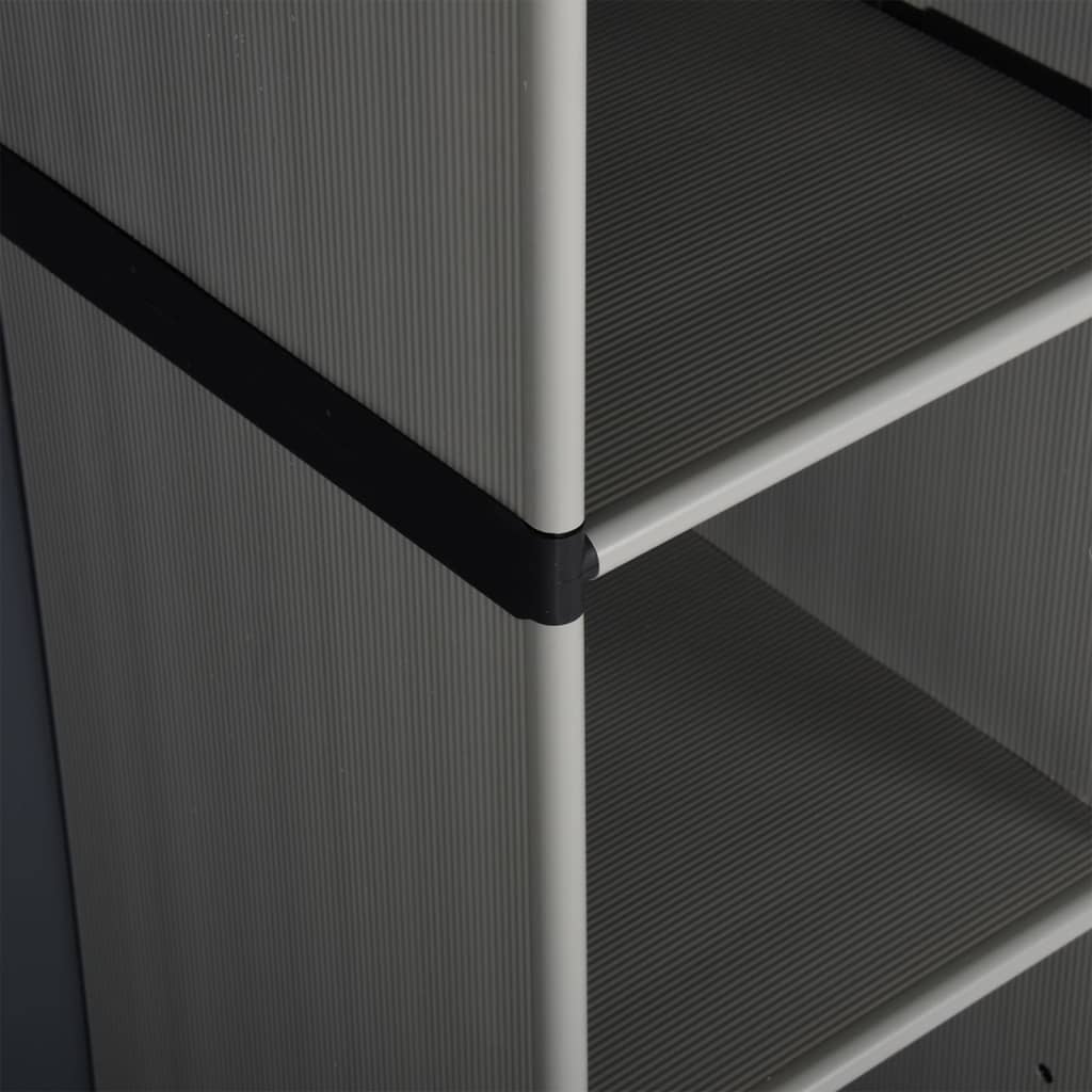 Garden Storage Cabinet with 3 Shelves, Grey and Black, 68x40x168cm