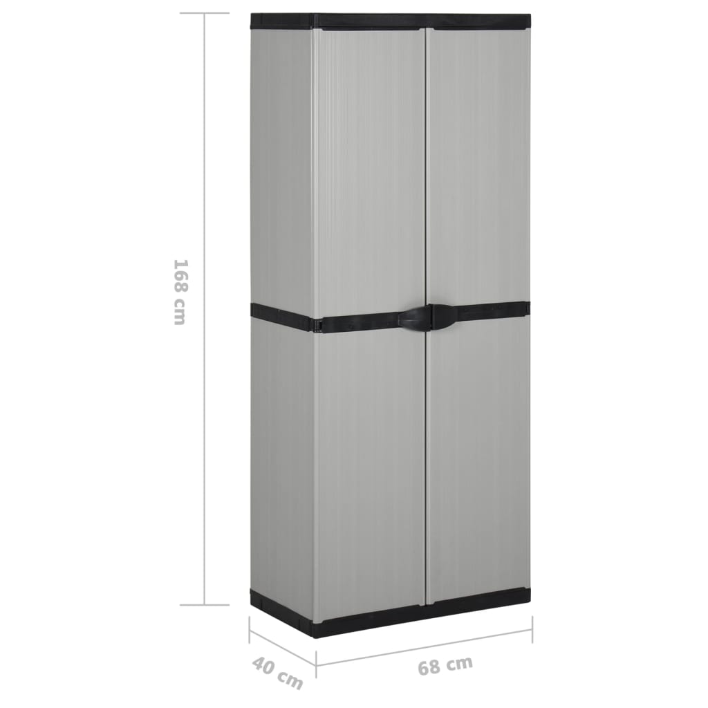 Garden Storage Cabinet with 3 Shelves, Grey and Black, 68x40x168cm