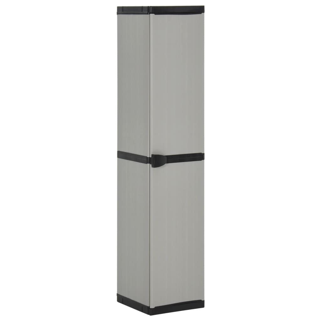 Garden cabinet with 3 shelves, grey and black, 34x40x168cm