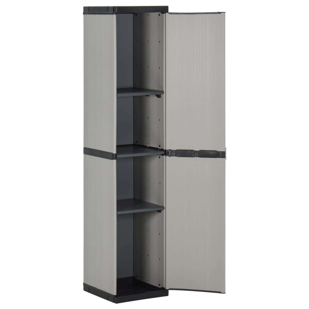 Garden cabinet with 3 shelves, grey and black, 34x40x168cm