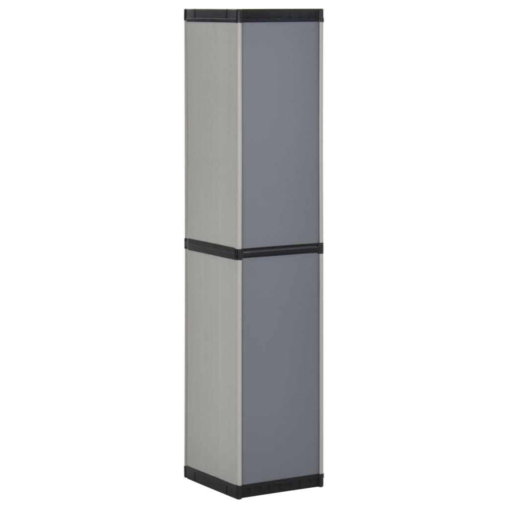 Garden cabinet with 3 shelves, grey and black, 34x40x168cm