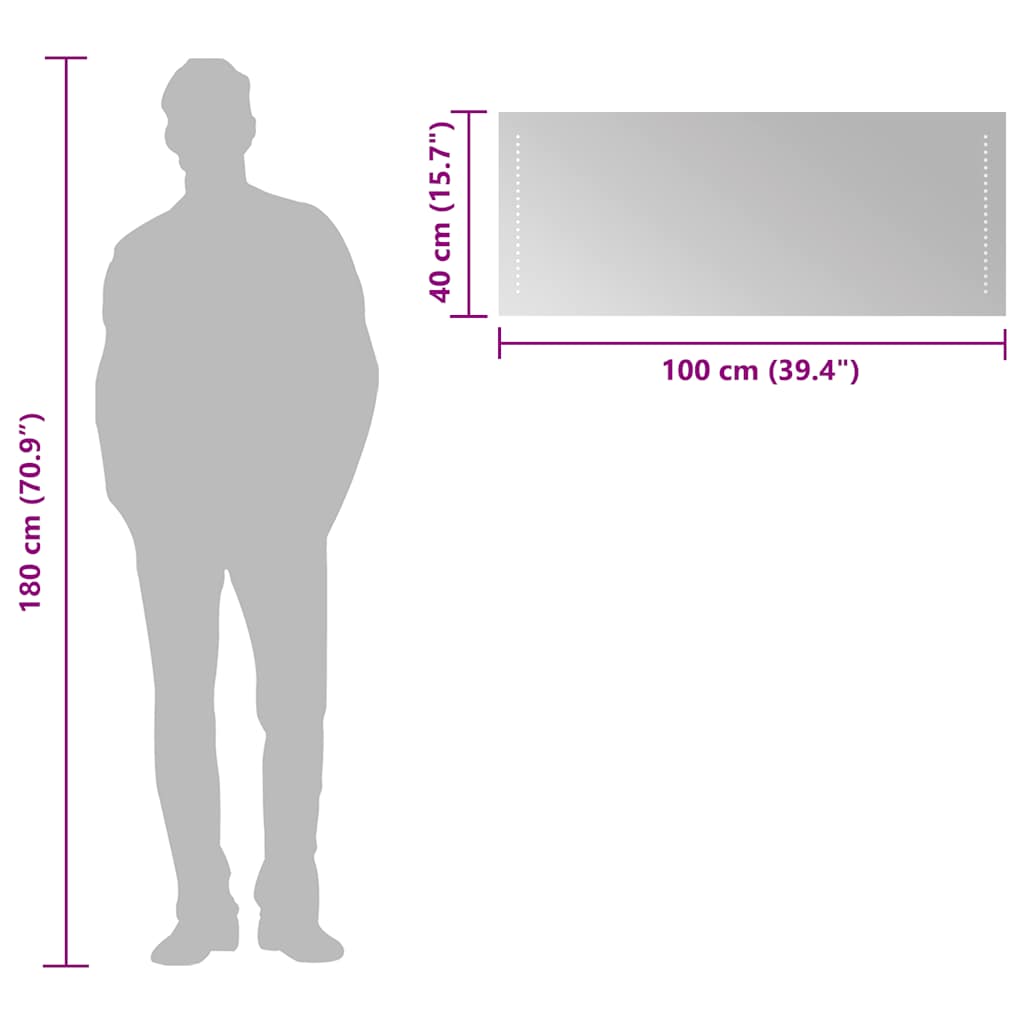 Bathroom LED mirror, 100x40cm
