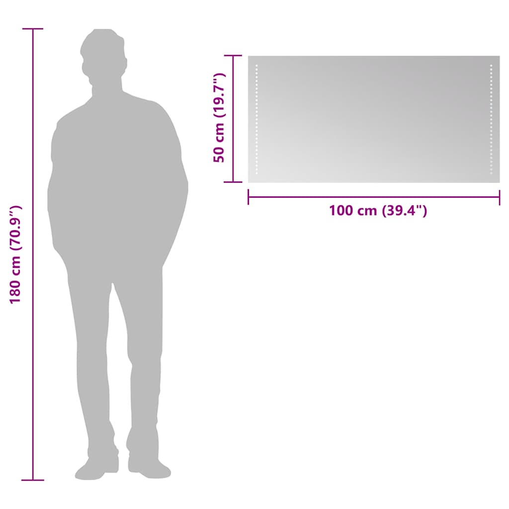 Bathroom LED mirror, 100x50cm