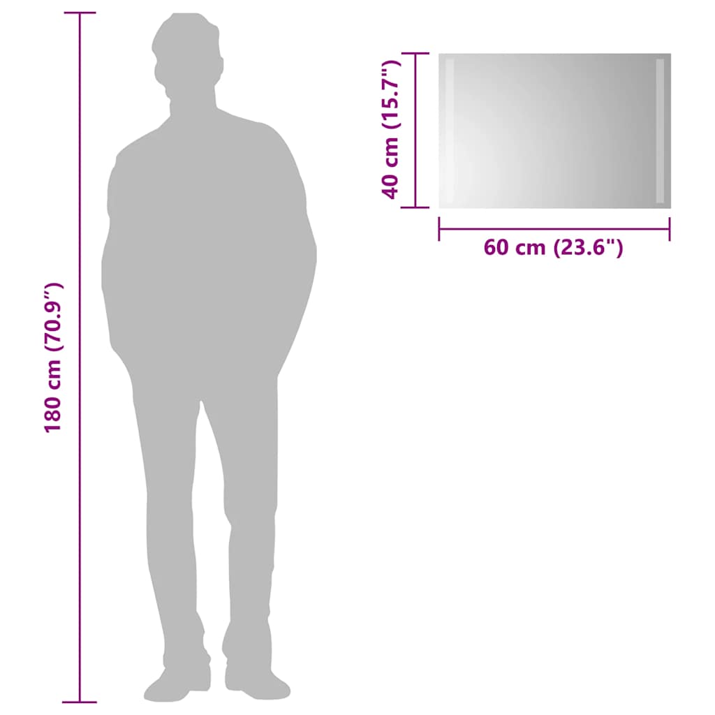 LED Bathroom Mirror, 60x40cm