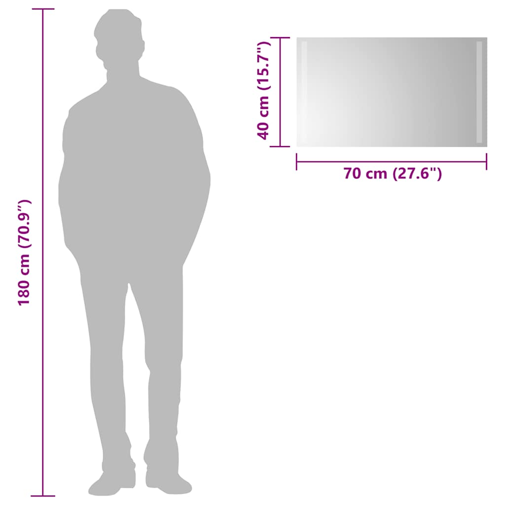 Bathroom LED mirror, 70x40cm