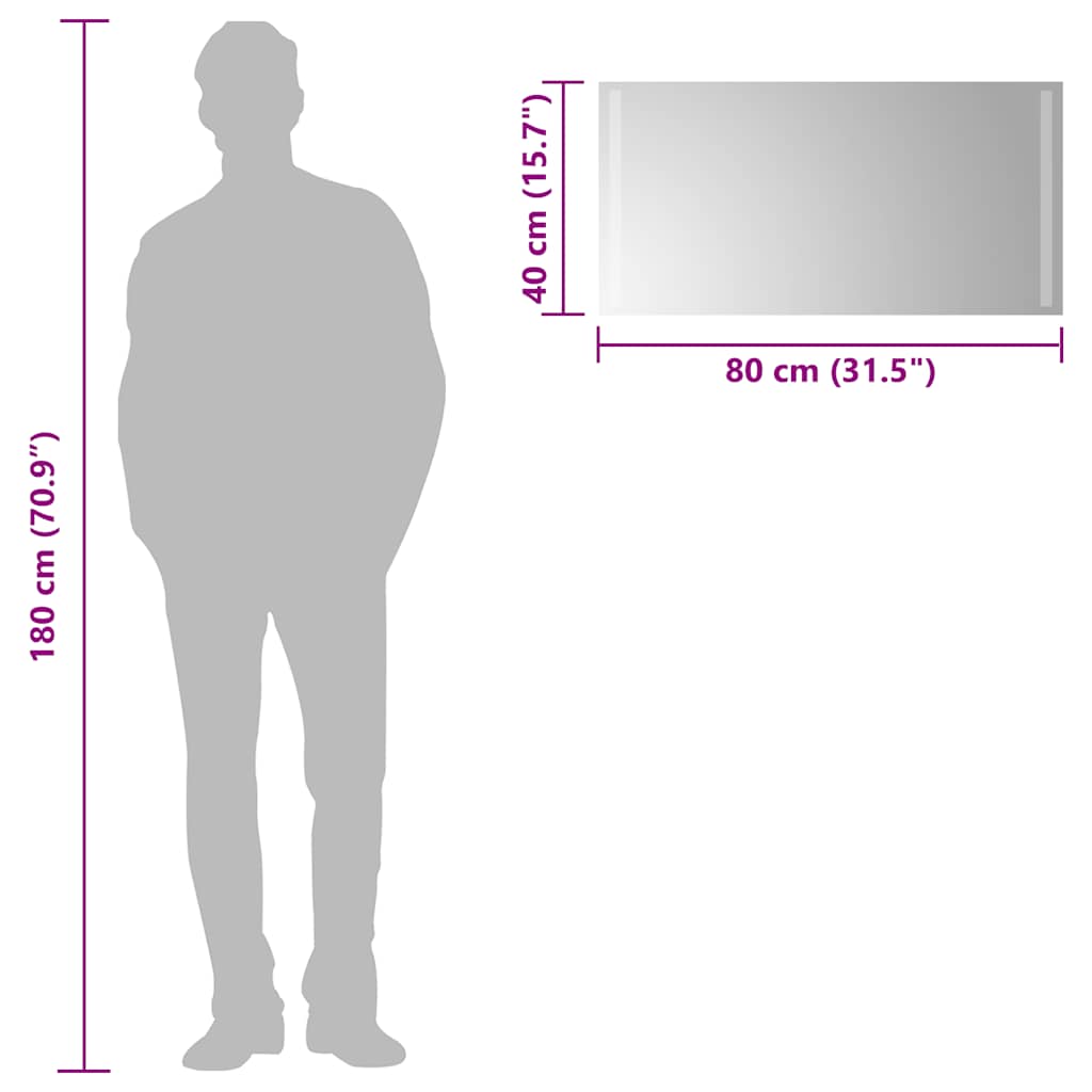LED Bathroom Mirror, 80x40cm