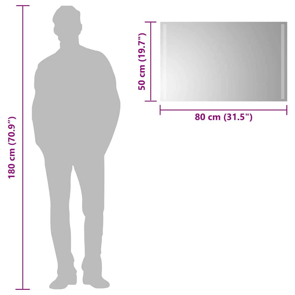 LED bathroom mirror, 80x50cm