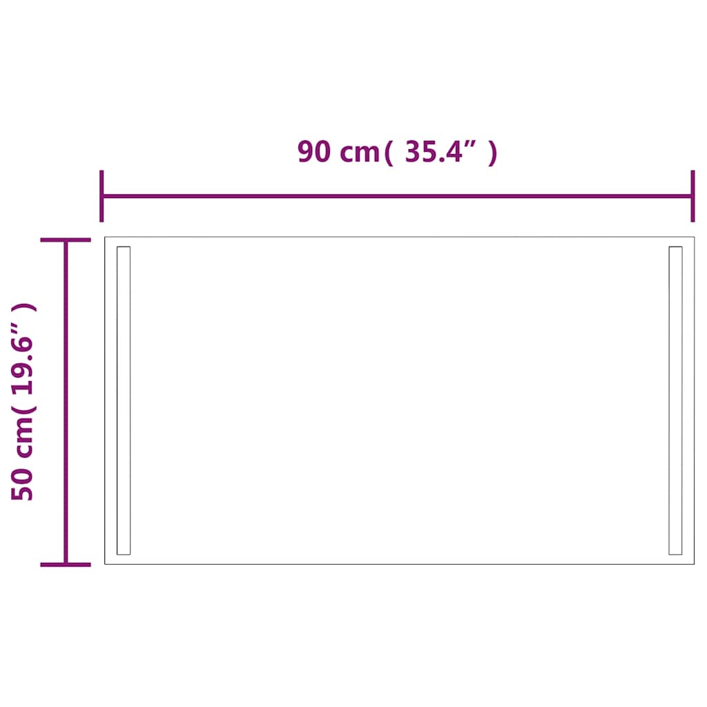 Bathroom LED mirror, 90x50cm
